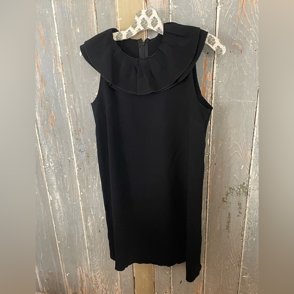 Classic Black Sleeveless Ruffle-Neck Dress